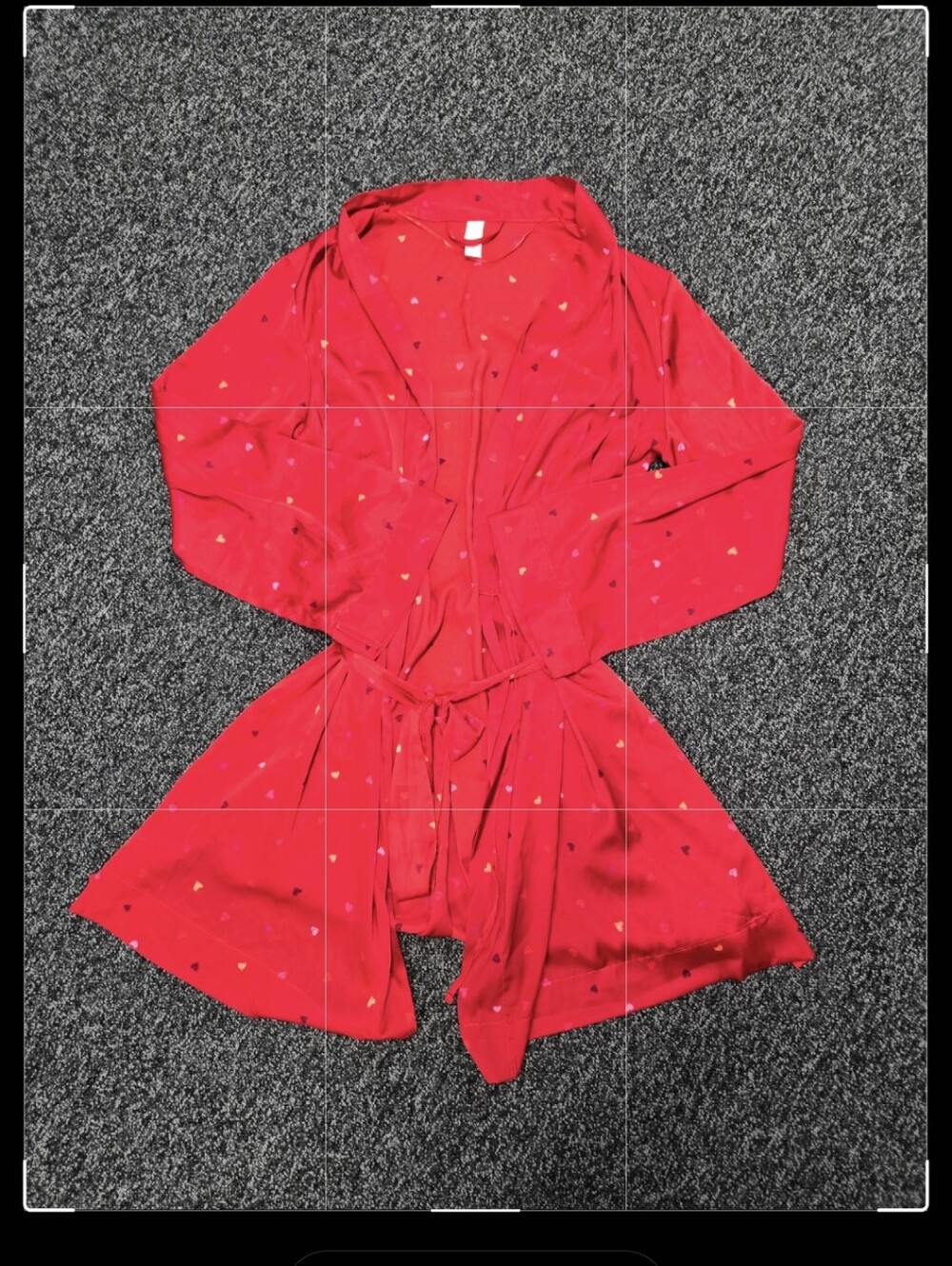 stars above Red Satin Robe with Tiny Heart Accents